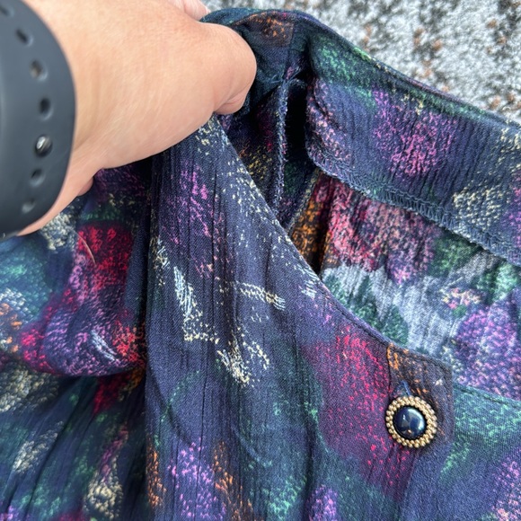 Vintage Rafael Cap Sleeve Jumpsuit Floral Large - Picture 5 of 7